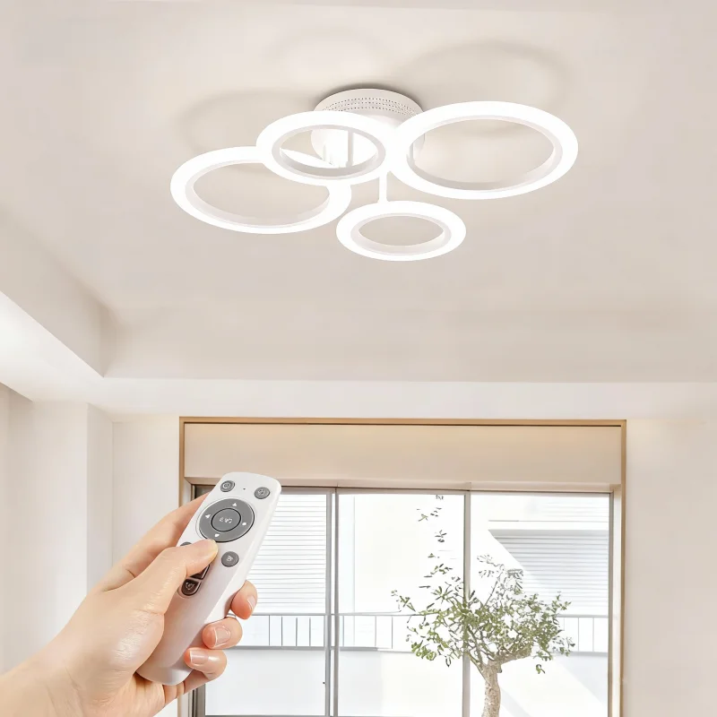 

LED Ceiling Light 4-9 Ring Flush Mount Dimmable 2800K-7000K with Remote Control for Bedroom Dining Room Living Room Chandeliers