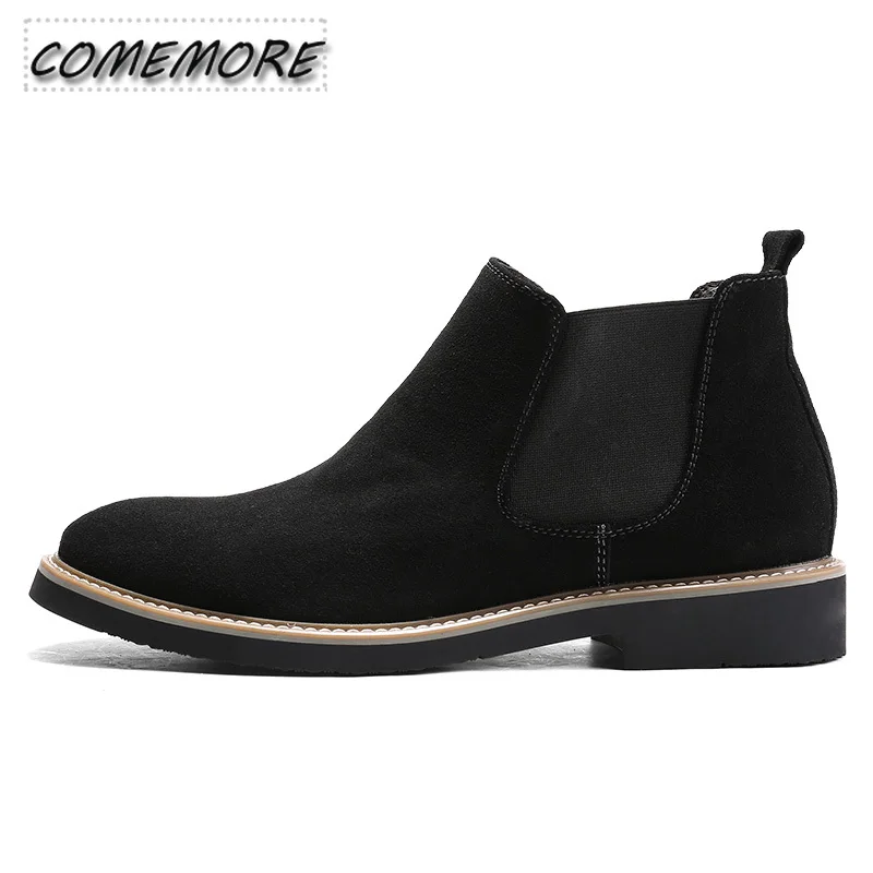 2024 New Casual Shoes Man Spring New Fashion Casual Men Ankle Chelsea Boots Male Shoes Cow Suede Leather Slip on Motorcycle Boot