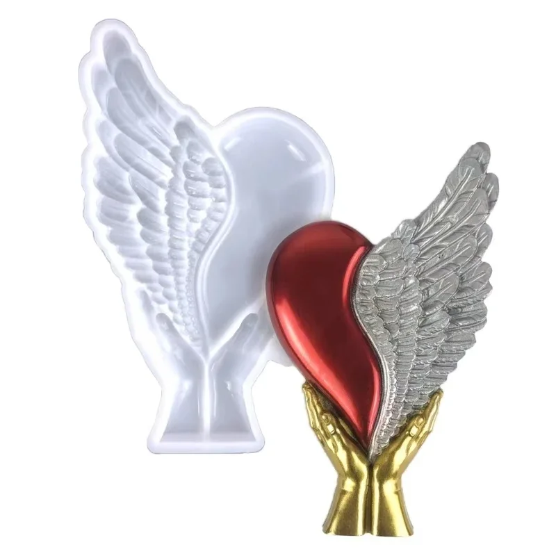 Holding Wing Heart Silicone Molds Resin Epoxy Mold DIY Decoration Mold Table Ornament Making Tool for Making Crafts