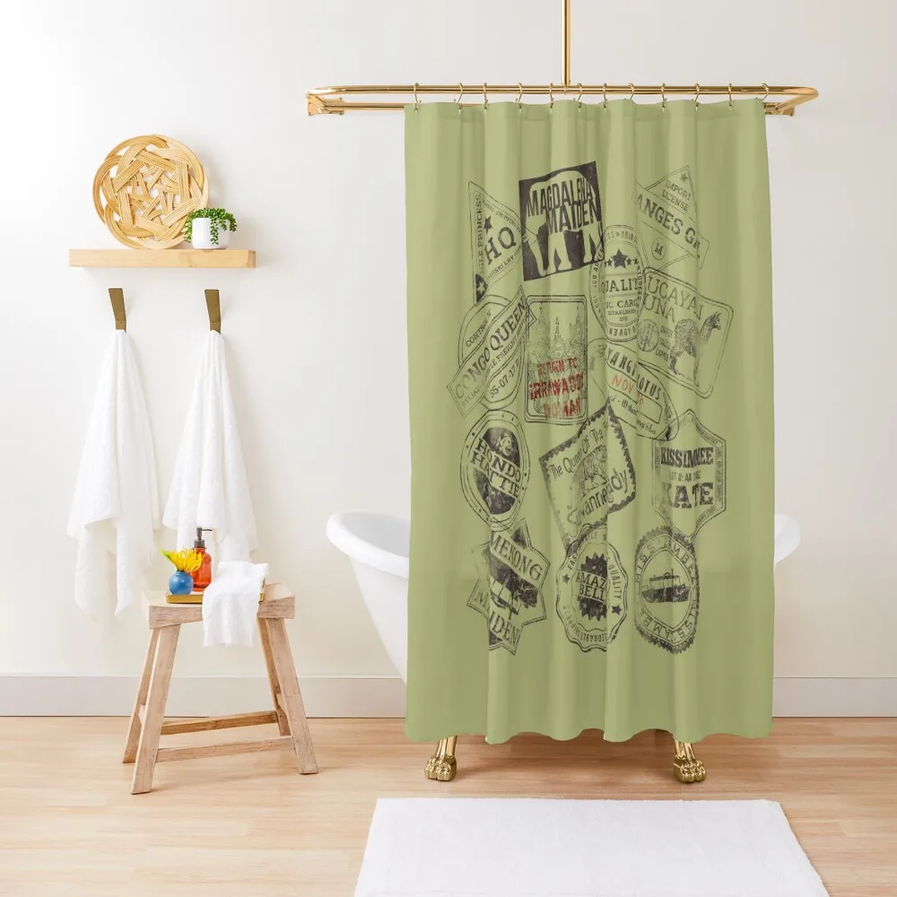 Jungle Navigation Company Boat Stamps Shower Curtain Curtains For The Bathroom Luxury Bathroom Curtain