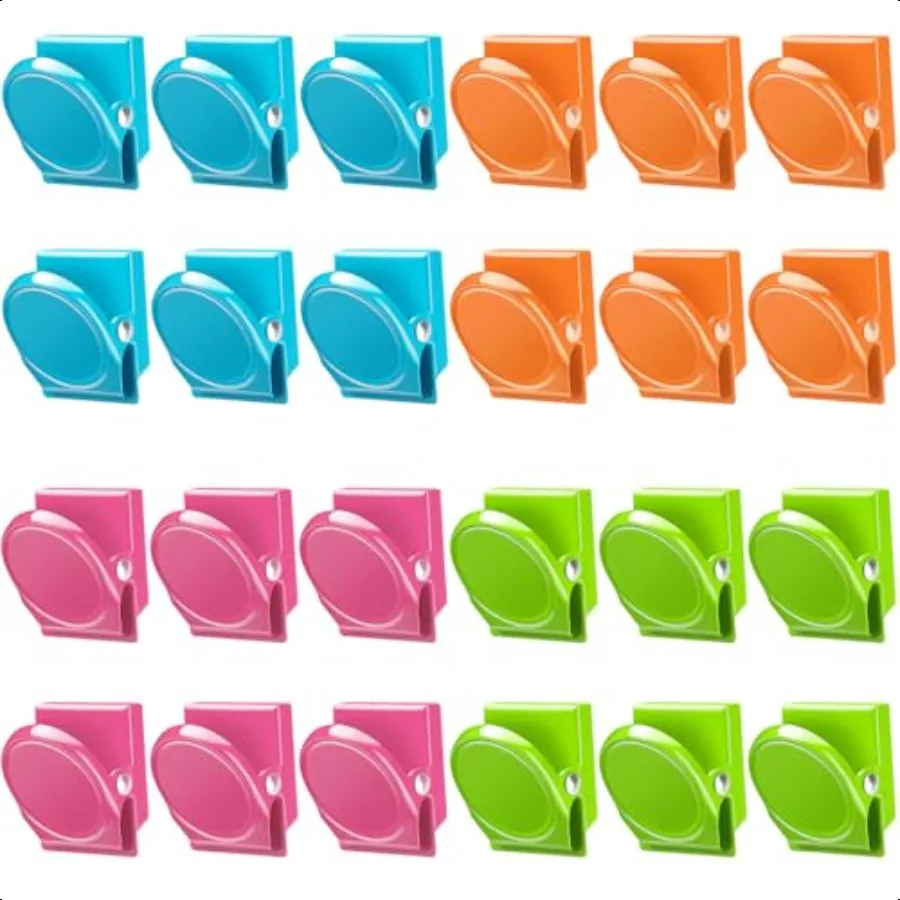 

Magnetic Clips 24 Pieces Magnetic Metal Chip Clips Fridge Magnets Refrigerator Whiteboard Locker Magnets Heavy Duty Clip Classr