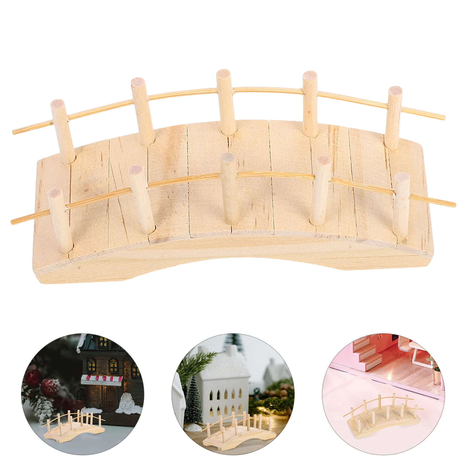 

Миниатюрный винтажный деревянный арочный мостик для кукольного домика, сказочного сада, уличного бонсай, аксессуары для микроландшафта, мини-деревянный мост