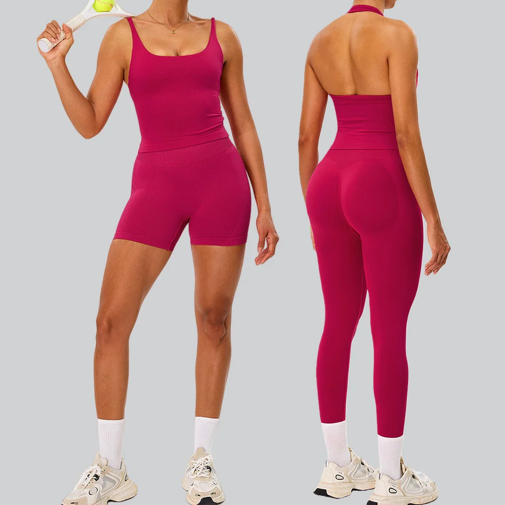 

2 Pieces Yoga Set Workout Outfits Fitness Sportswear Gym Tracksuit Seamless High Waist Leggings Push Up Sports Bra Athletic Wear