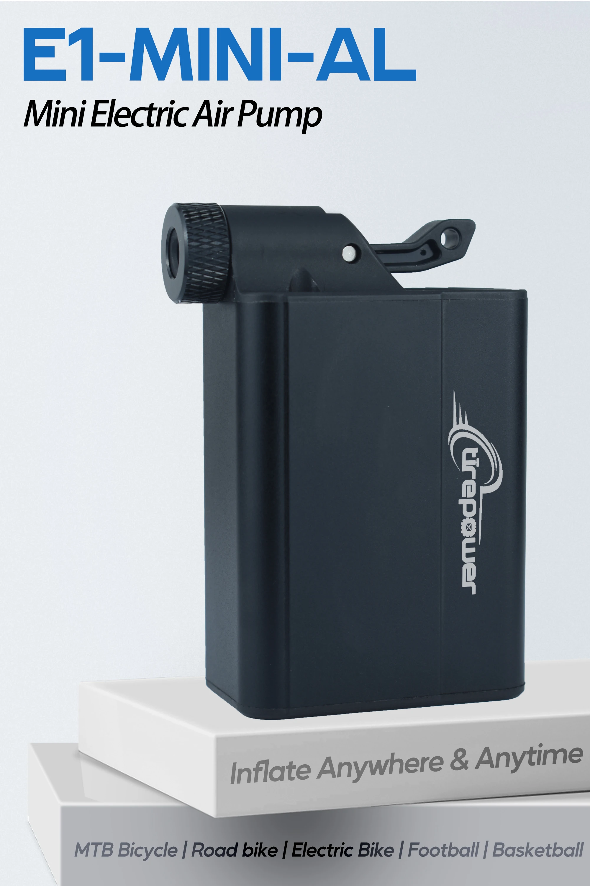Elektrische Fahrradpumpe Reifenfüller 130PSI Luftpumpe Wiederaufladbare Batterie Fahrrad-Zubehör Schrader Presta & Clik Ventil – Detail 10