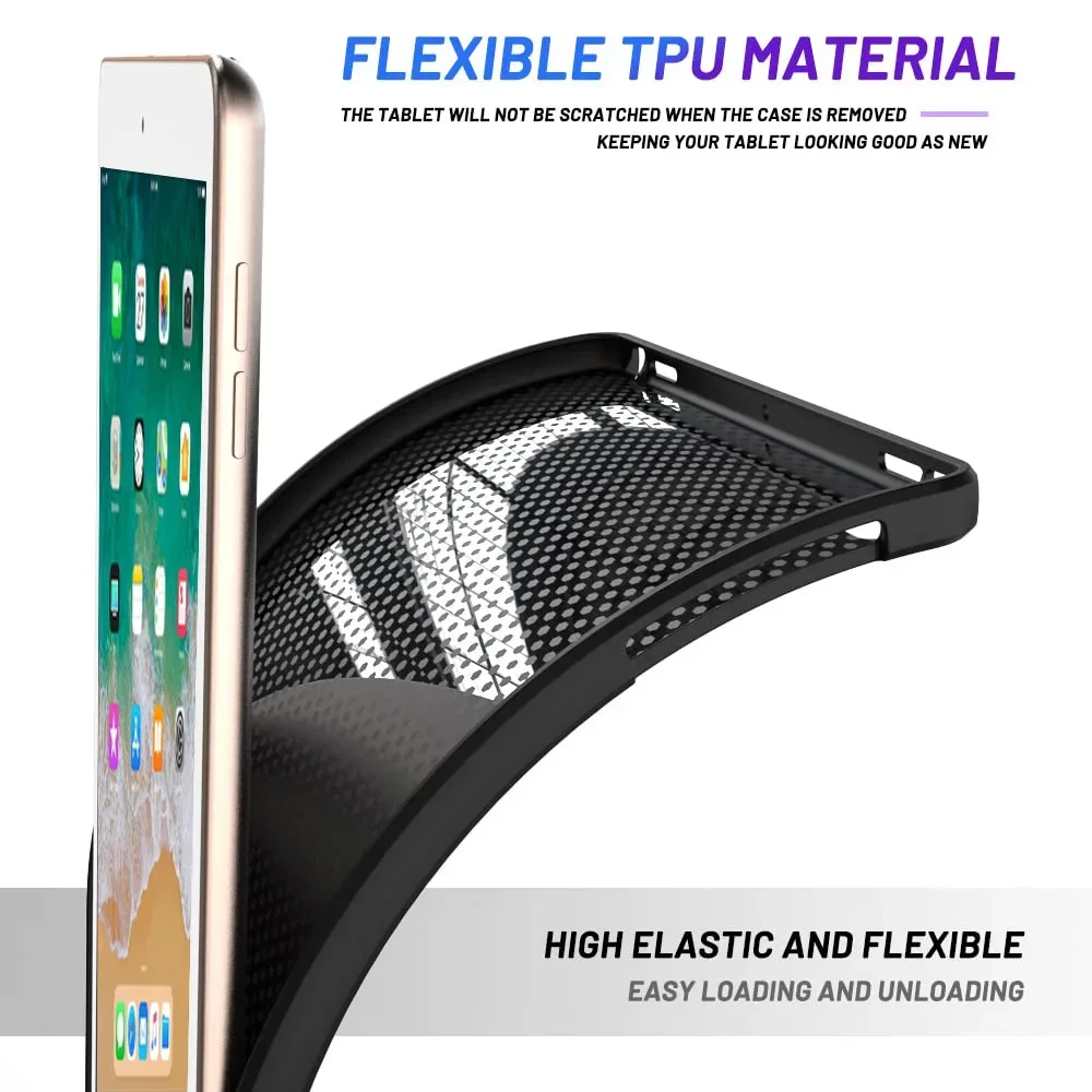 Capa para tablet para apple ipad 9.7 2018 6a geração a1893 a1954 flexível macio tpu capa traseira preta para ipad 6 9.7 polegadas