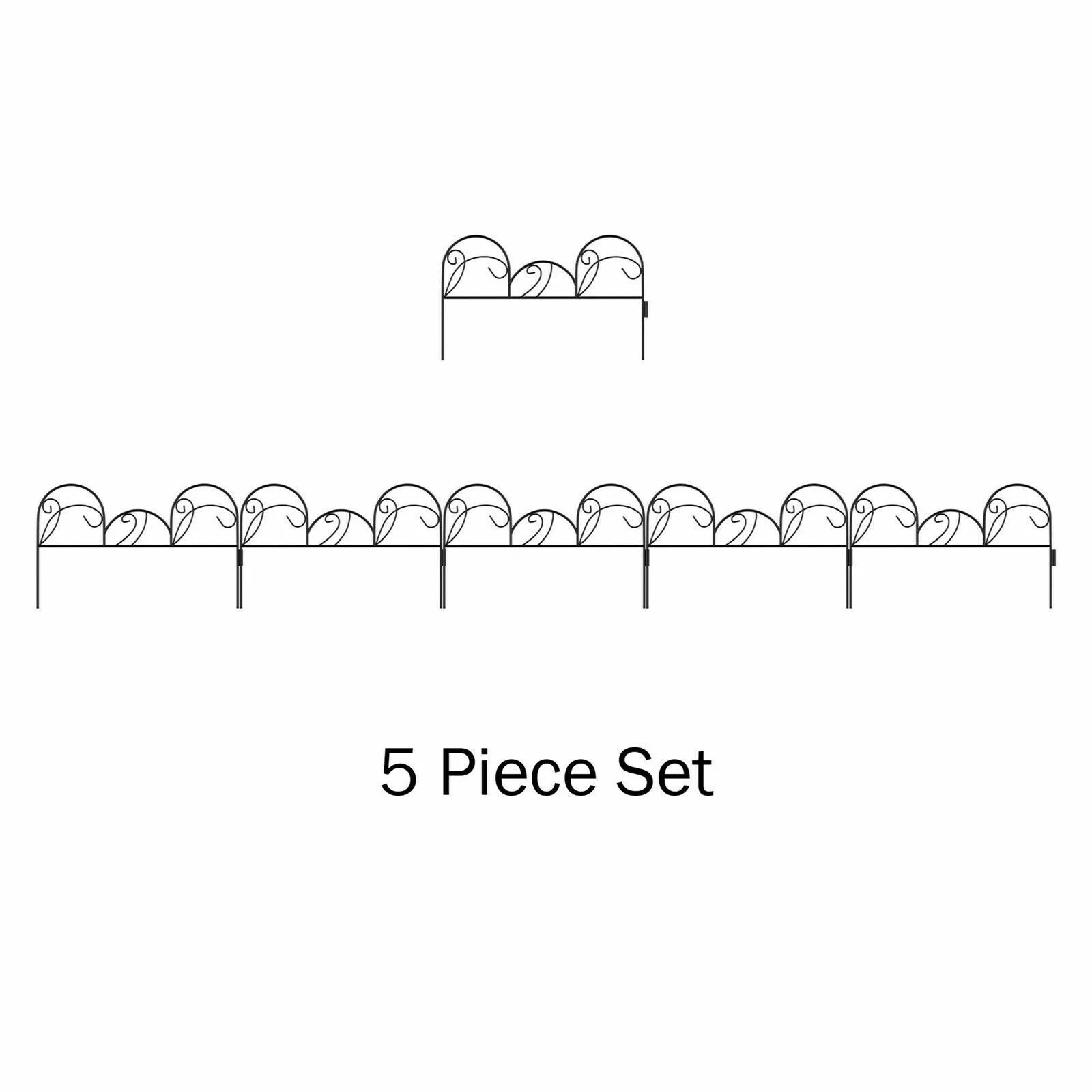 US 7.5 foot metal flower fence with 5 flower beds, boundary garden edge 5.5 inches-