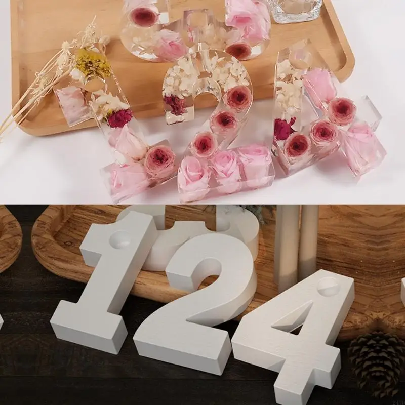 

24TD Geometric Numbers Candlestick Siliocne Mold DIY Plaster Epoxy Resin Mould Crafts