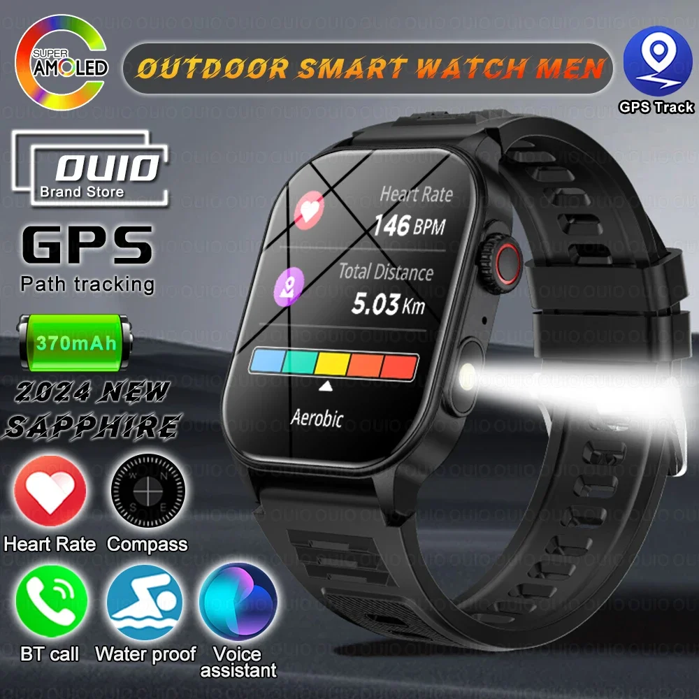 

2024 For Xiaomi Men Outdoor Sports GPS Track Smart Watch Compass Altimeter Heart Rate Waterproof Bluetooth Call Smart Watch Men