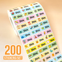 Waterproof Tag Self-adhesive Baby Name Sticker Custom Personalized Kindergarten Hebrew Label For Children School Stationery