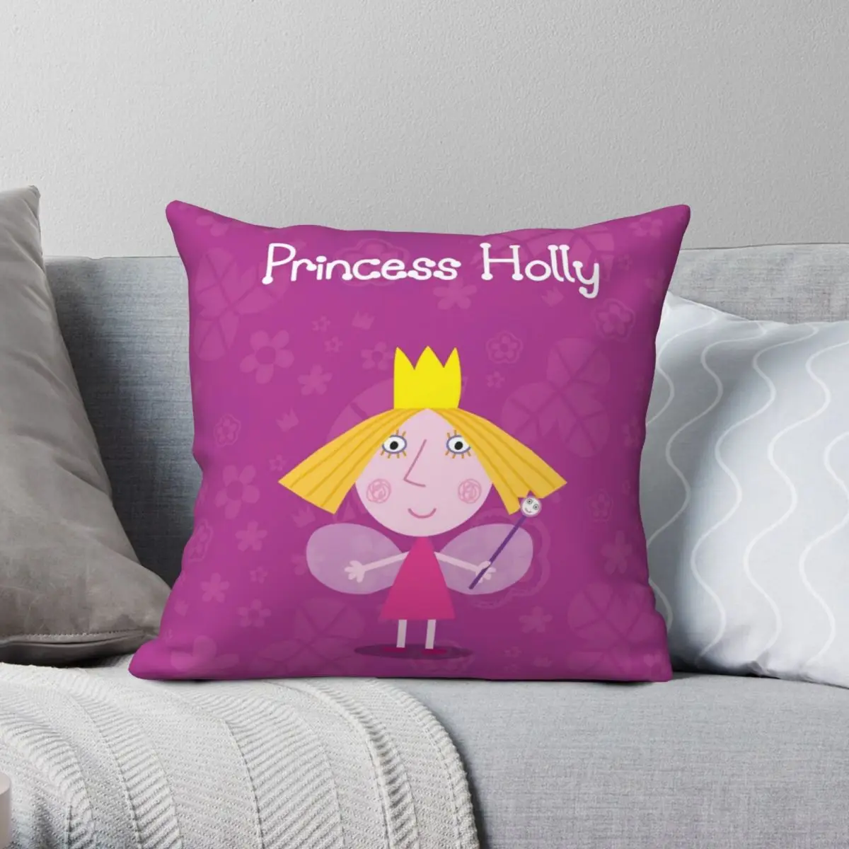 Ben & Holly's Little Kingdom Holly Square Pillowcase Polyester Linen Velvet Creative Decorative Pillow Case Home Cushion Case