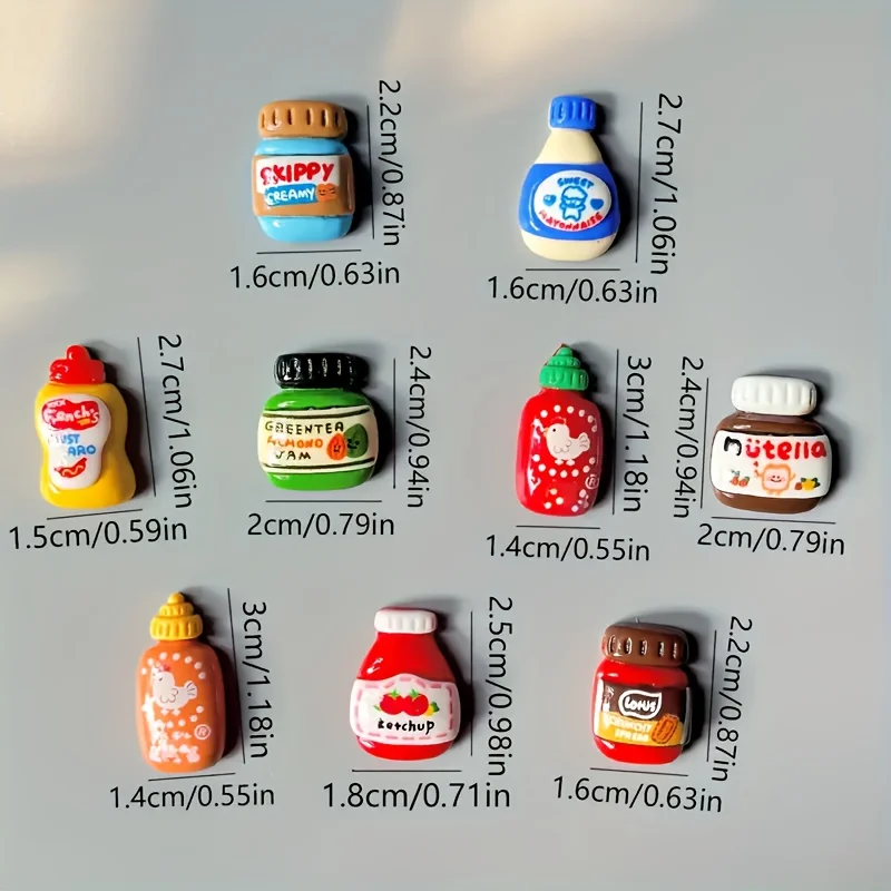 8pcs Cute Seasoning Bottle Refrigerator Magnets Kawaii Refrigerator Magnets Whiteboard Stickers Decorative Refrigerator Magnets