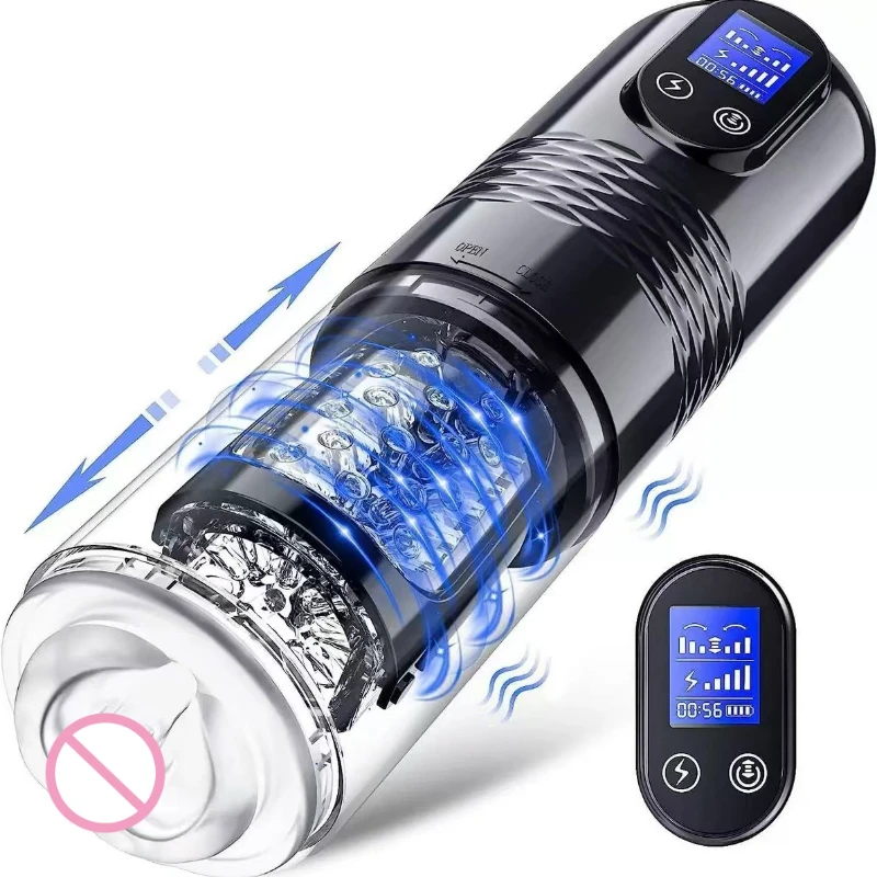 Male Masturbator Sex Toys for Men with 10 Thrusting Sucking Vibration Modes Waterproof Automatic Electric Penis Pump Blowjob
