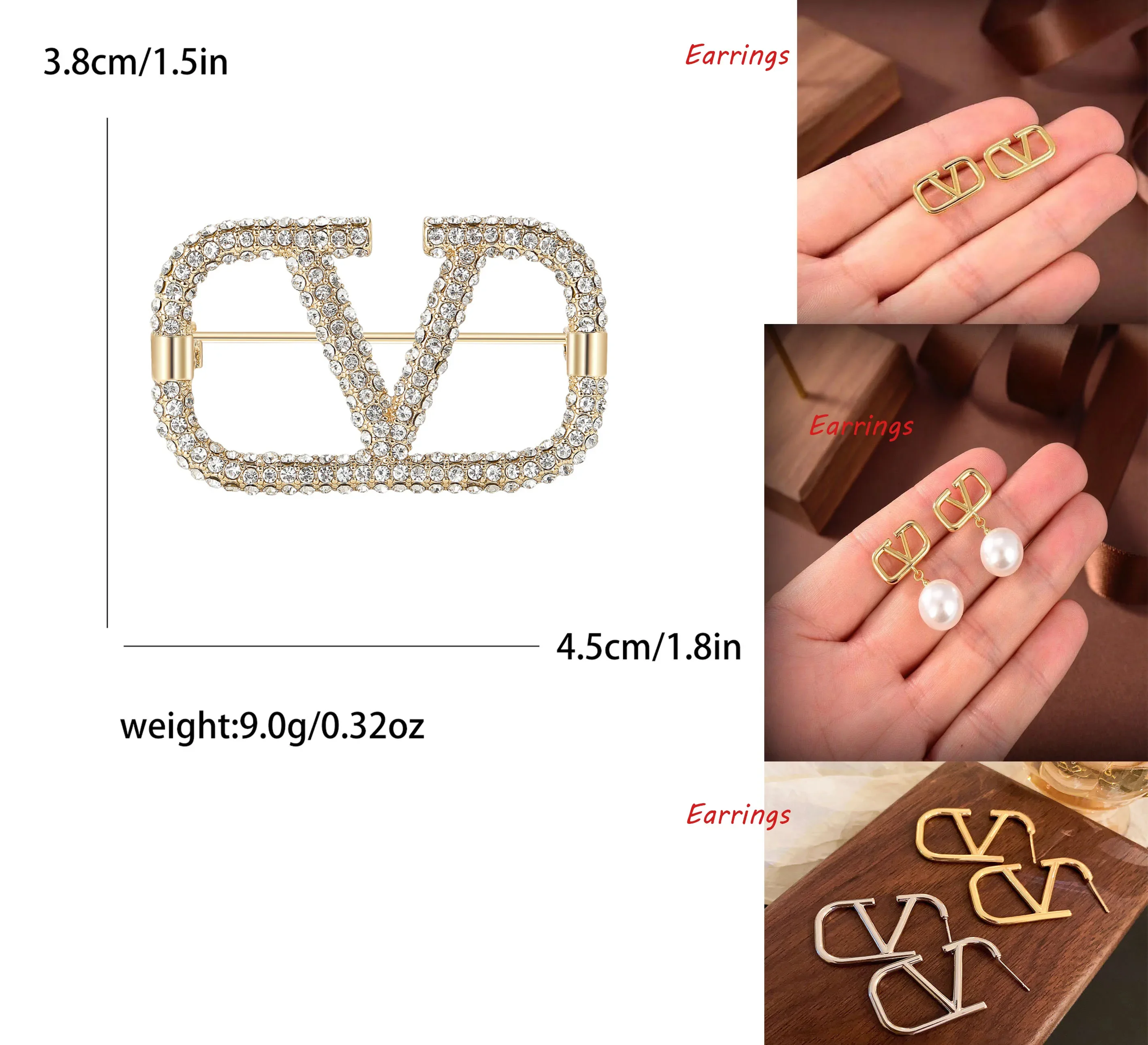 2025 French Style Ins Luxury Geometric Letter Shape Pearl Minimalist Design Chest Brooches for Women Jewelry Sweater Accessory