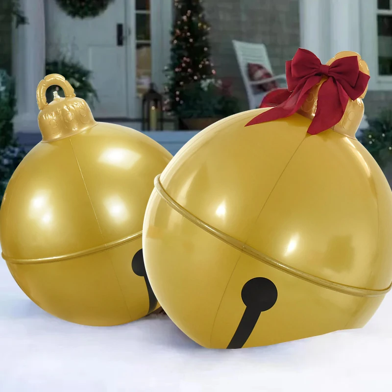 

60cm Giant Christmas Bell Balloons Christmas Decoration PVC Inflatable Ball For Xmas Tree Home Outdoor Ornaments New Year 2024