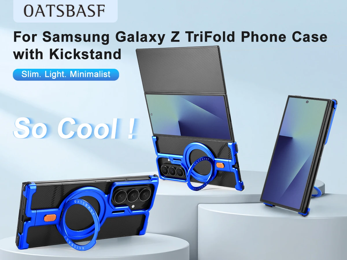 

Oatsbasf For Samsung Galaxy Z TriFold Phone Case Metal Frmaless Phone Cover with 360° Rotatable Magnetic Kickstand Minimalist