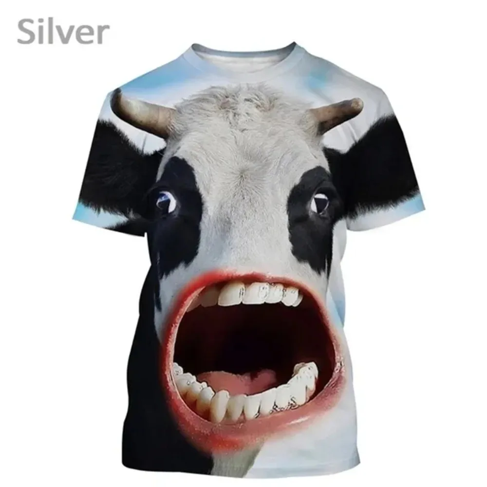 Men's Vintage 3D Cow Print Sport T-Shirt - Quick-Drying and Breathable Outdoor Casual Family Fashion for Children, Summer Wear