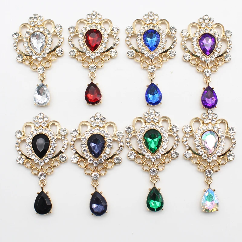 Gold Color Flat Bottom Brooch Rhinestone Embellished Fashion Accessories DIY Handmade Pendant Jewelry Accessories