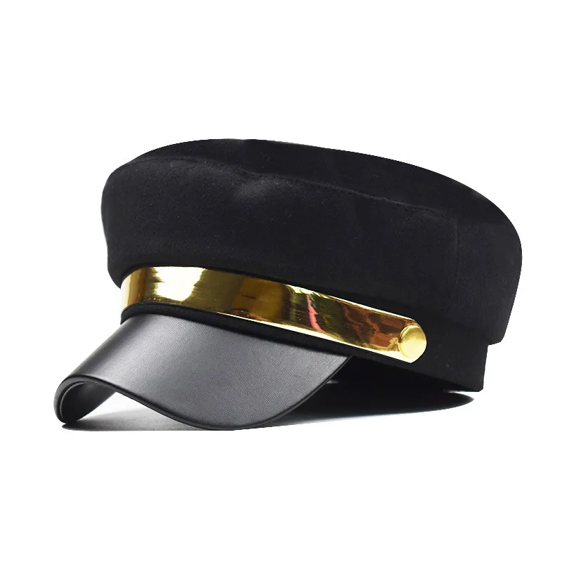 

Fashion Beret For Women Metal Octagonal British Style Unisex Painter Beret Castro Brim Hunting Hat Korea