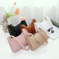 Fashion Pu Leather Zipper Underarm Bag Simple Design Casual Travel Lady Handbag Versatile Shopping Bag For Women Party Accessory