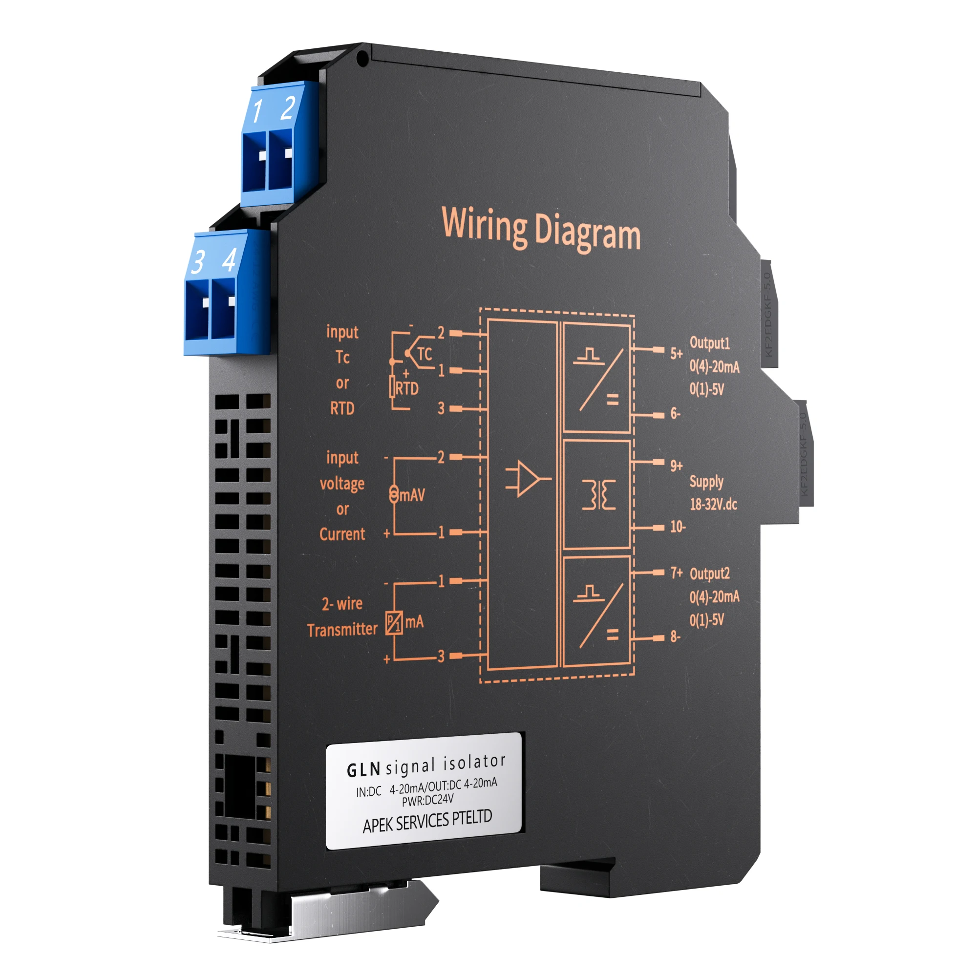 Signalisolator 4–20 mA, 0–10 V, 0–5 V, 1–5 V, analoger Signalisolator, 1 Eingang, 1 Ausgang, 1 Eingang, 2 Ausgänge, Stromspannungssignalkonverter