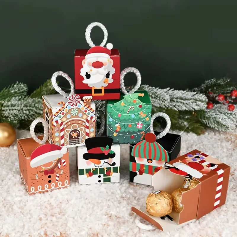 10/20Pcs Christmas Gift Packing Box Cartoon Santa Claus Xmas Tree Candy Cookie Boxes Bags Children Favors Navidad New Year 2025 5
