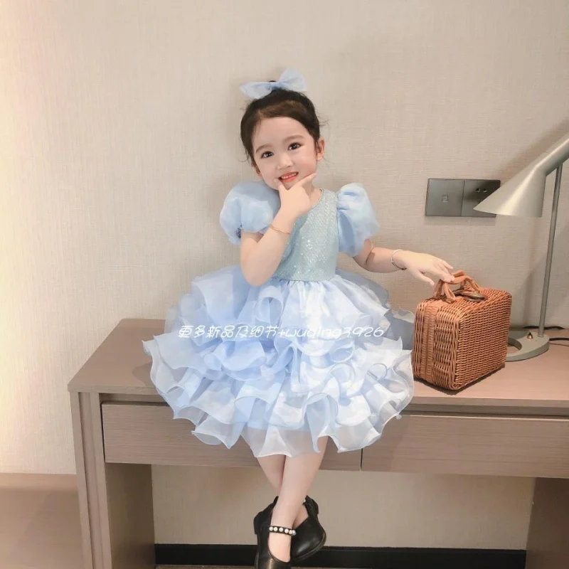 

Girls' Summer New Skirt Sweet Western Style Cake Dress Dress Baby Girl Temperament Princess Tulle Skirt Formal Dress