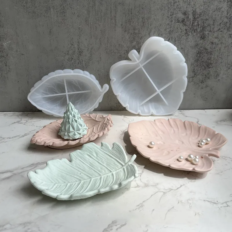 

Leaf Tray Mould Leaf Dish Nut Storage Box Silicone Mould Clay Concrete Storage Box Coaster Mould DIY Home Decor