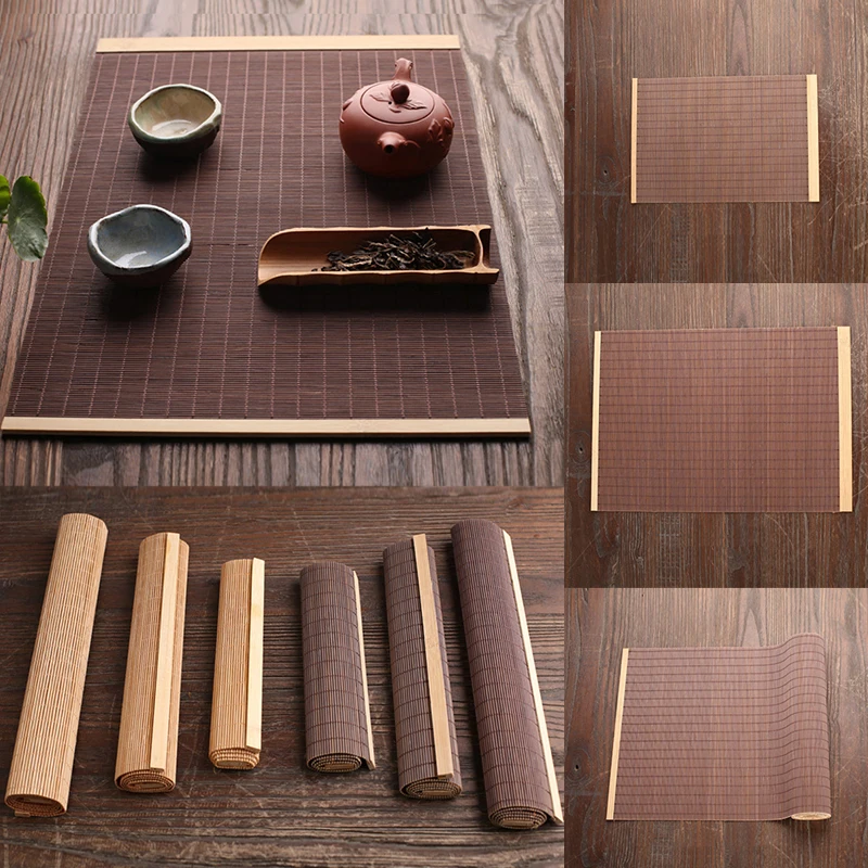 Japanese Style Bamboo Table Runner Tea Ceremony Accessories Kung Fu Tea Mats Table Placemat Pad Home Cafe Restaurant Decoration