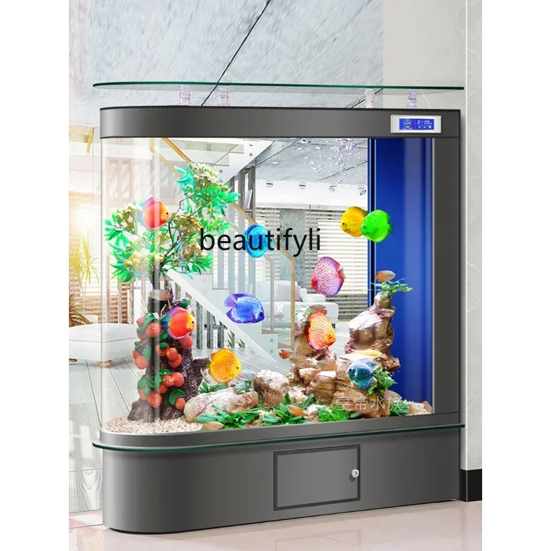 Advanced Bullet Fish Tank Living Room Small Ecological Screen Floor Glass U-Shaped Partition Fish Globe  H