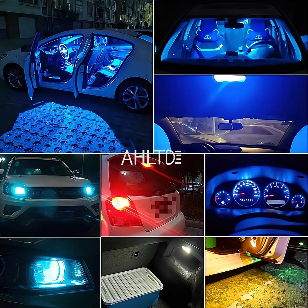 2/4/6PCS Car T10 W5W 194 Glass Housing Cob LED Bulb 3000K Wedge License Plate Map Dome Festoon Light Lamp White Blue Red Yellow