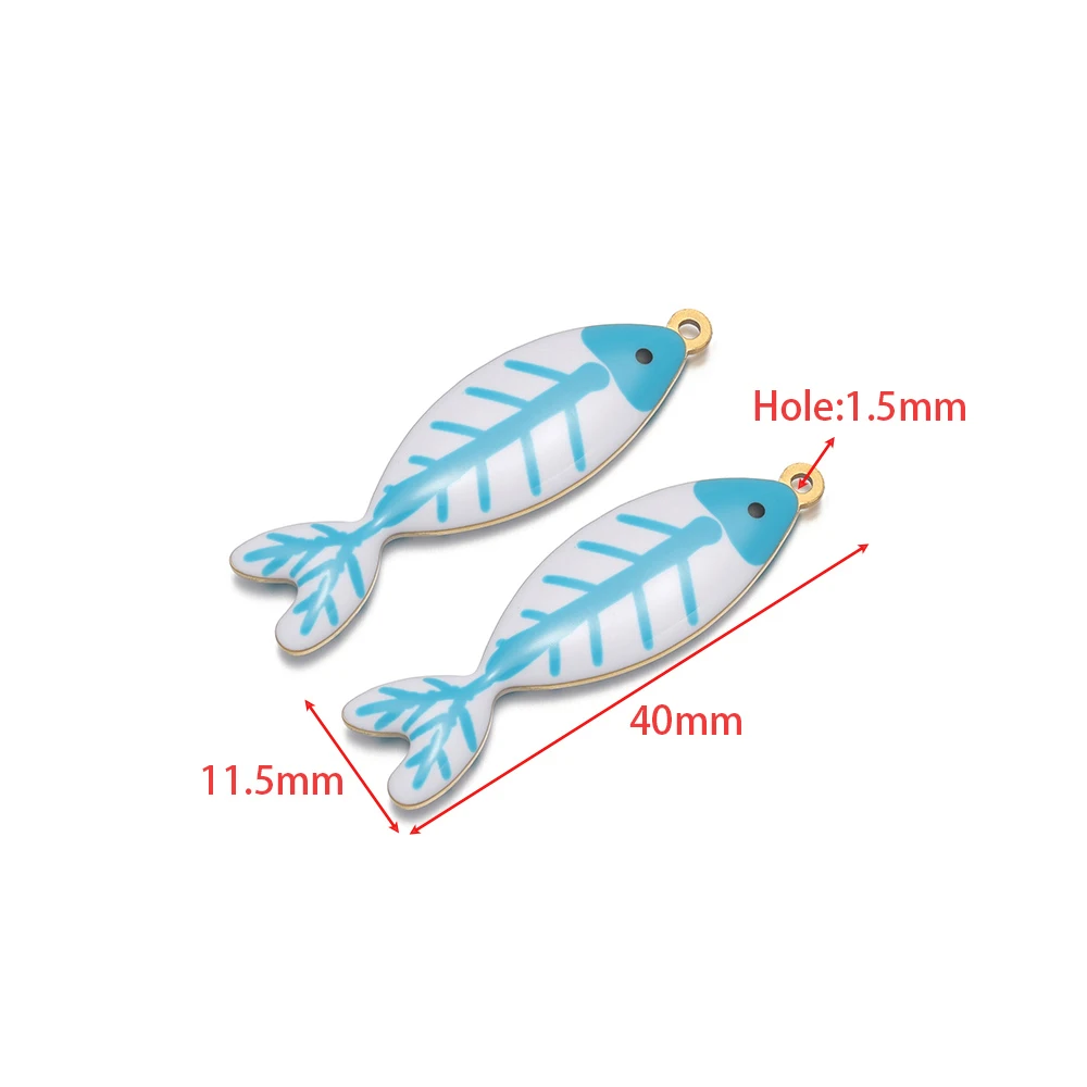 5 قطعة لا تتلاشى الفولاذ المقاوم للصدأ المينا الأسماك سحر القلائد المعلقات DIY بها بنفسك اليدوية صنع المجوهرات لمكونات الحرف اليدوية