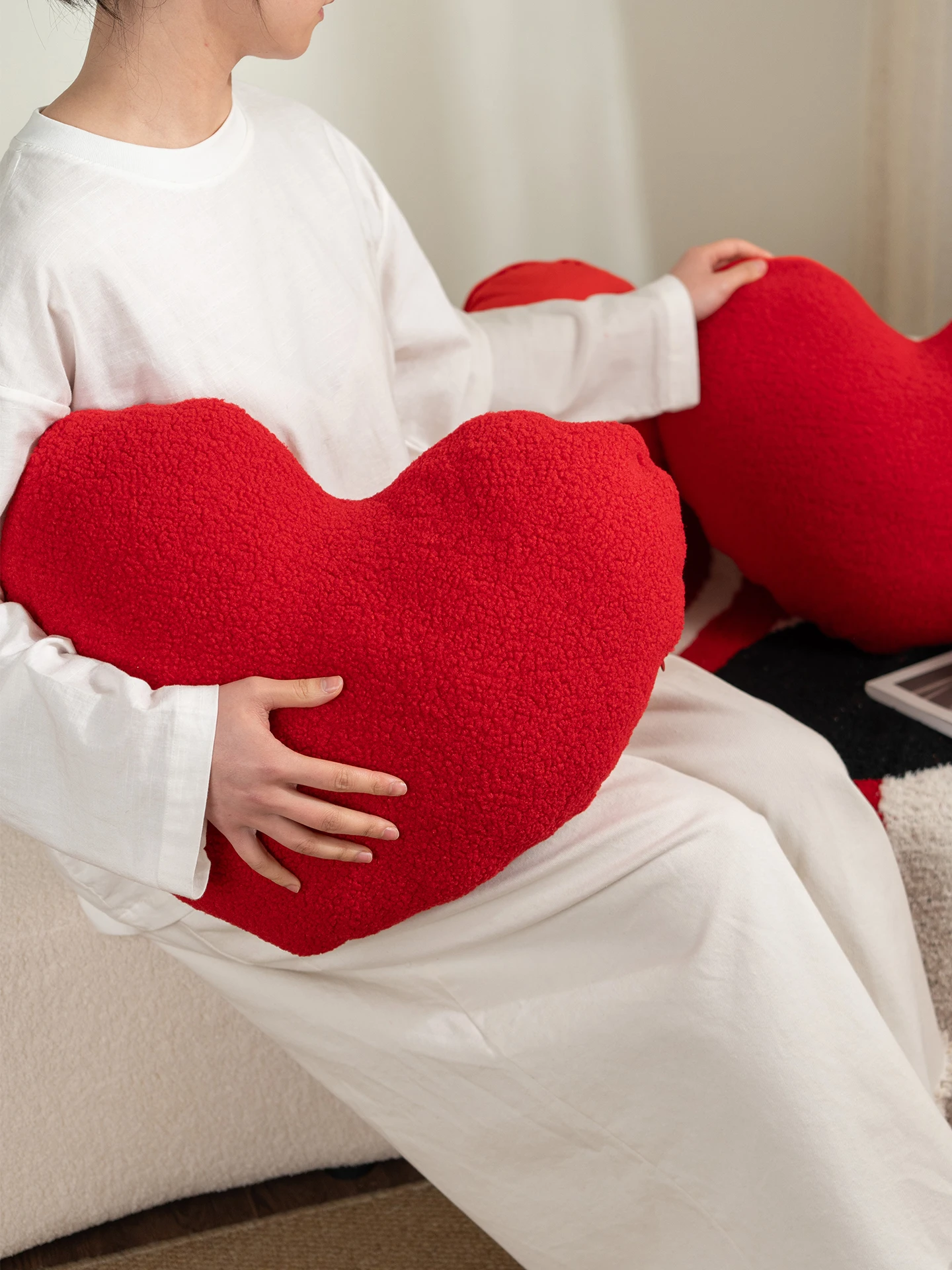 

Red Heart aped Plu Pillow Sofa Living Room Bedroom Decorative Cuion Birthday Gift Festive Celebration