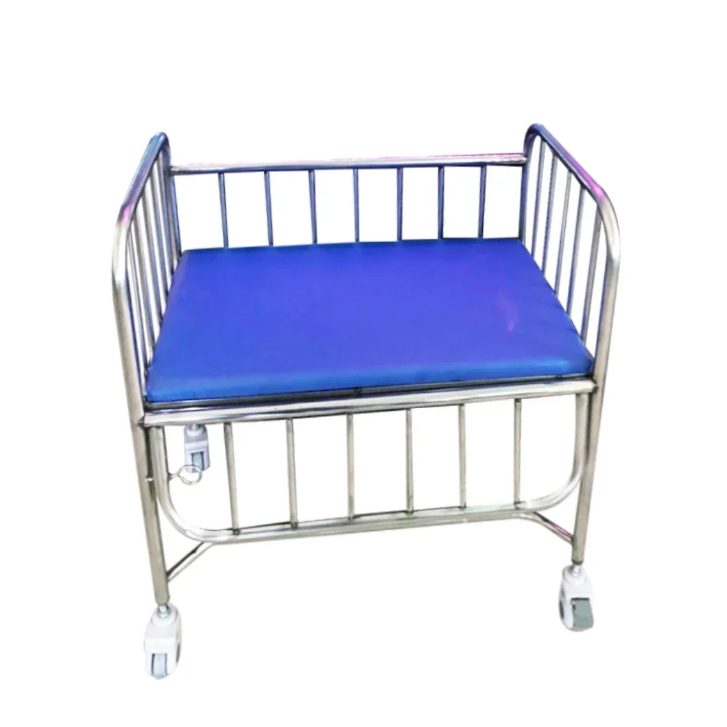 Hot Sale Hospital Stainless Steel Baby Crib Cot Newborn Medical Infant Cart Bed