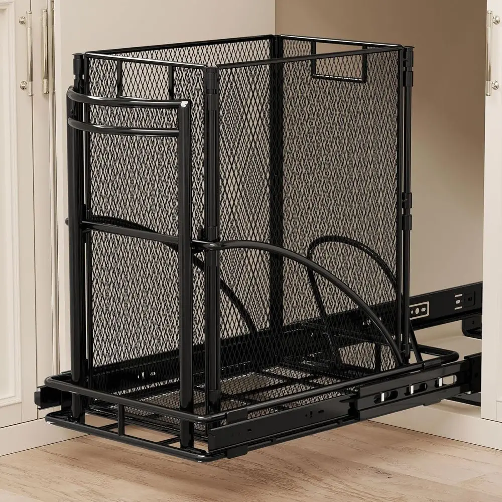 

Выдвижной комплект для мусорного бака под шкаф, усиленная выдвижная система для мусорного контейнера под раковину + контейнер на 7 галлонов, выдвижной органайзер под шкаф