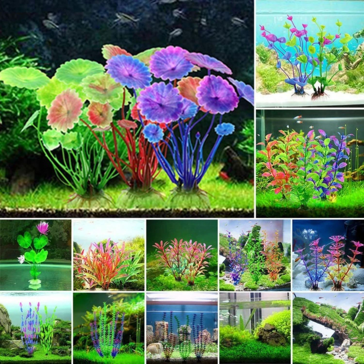 Beautifully designed eye-catching vibrant artificial grass decoration for your aquarium - 1pc vibrant 5-12CM plastic plant water