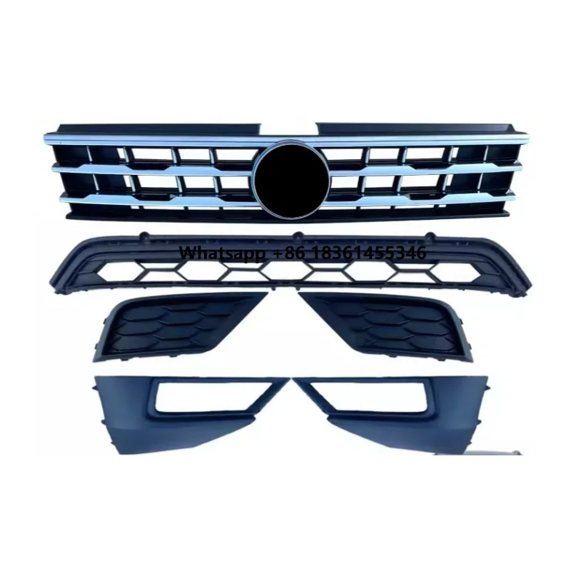 

for vw Tiguan L 2017-2021 lower and top front bumper net Grille fog light frame cover Car Radiator Grill