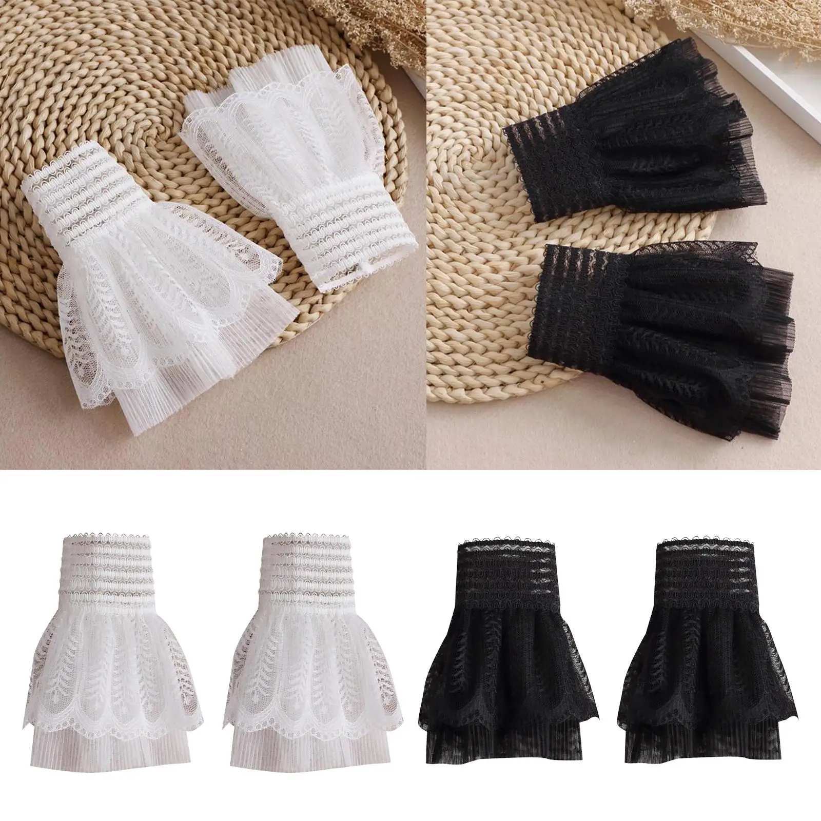 الأكمام الدانتيل Ruched الأكمام الأصفاد المعصم الأصفاد الدانتيل الأنيقة الموضة