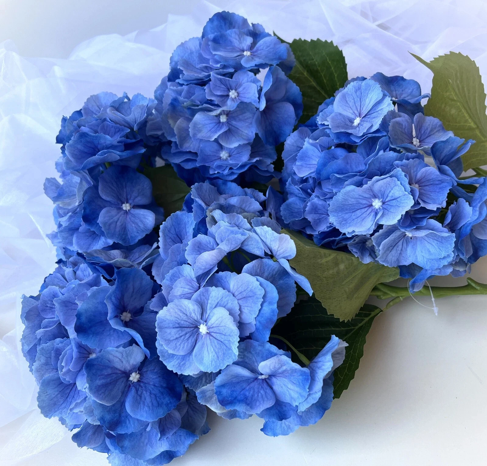 

Valentine Artificial Blue Hydrangea Flowers Preserved Eternal Style Real Touch Silk Fake Flower Bouquet Home Wedding Decor