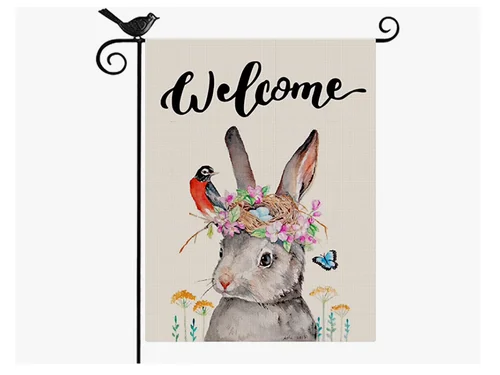 NEW Double Sided Cute Bunny Welcome Farmhouse Garden Flag 12 X 18 NEW HHJ LLG