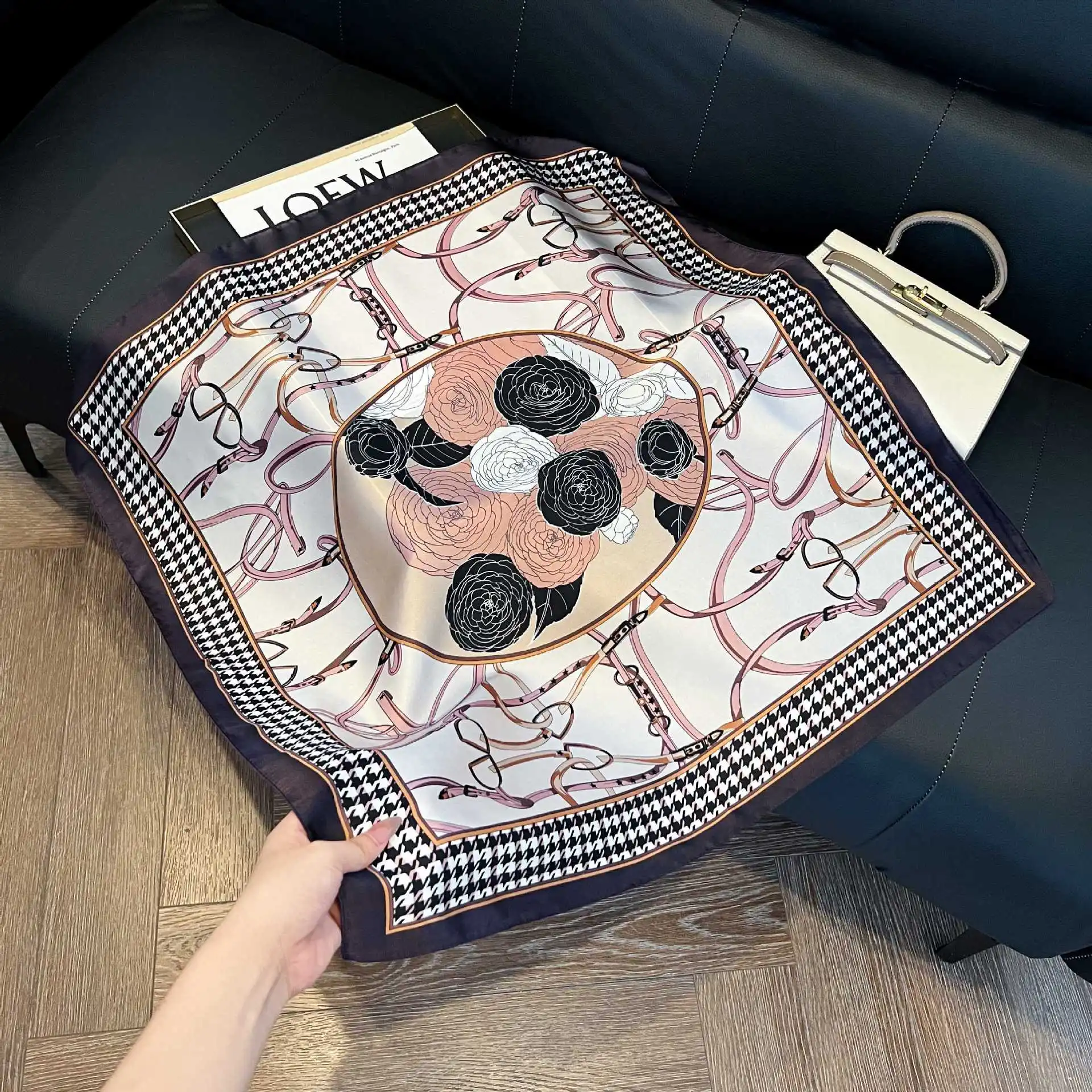 Luxury Red Polka Dot Silk Square Scarf Women Hijab Hair Bands Neckerchief Female Satin Shawl Ribbon Headband Wraps Bandana image 2