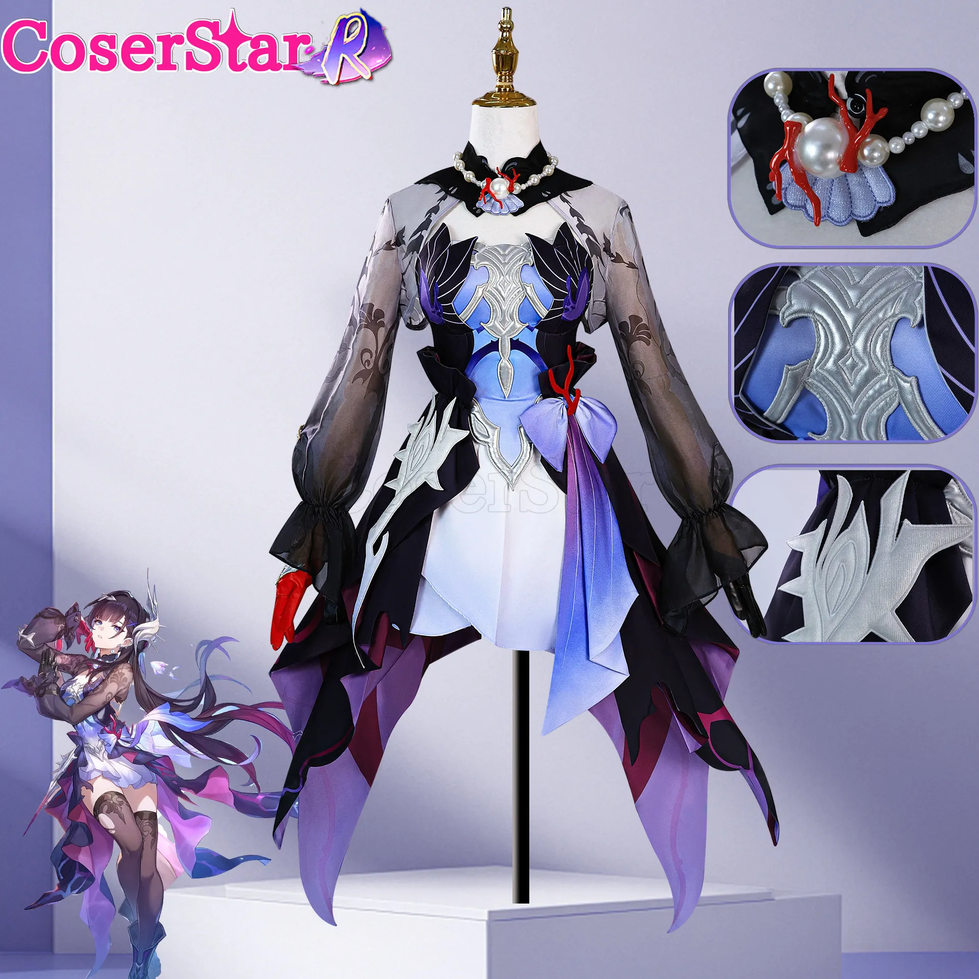 

CoserStar-R Game Honkai Star Rail Helektra Hysilens Cosplay Costume Women Carnival Halloween Party Role Play Outfit Wigs Suits