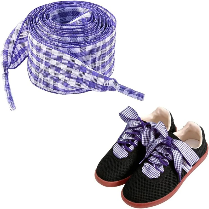 Classic Black White Gingham Wide Shoelaces Replacement Decorative Check Shoe Laces For Women Men Sneakers Skate Shoe Width 2.5CM