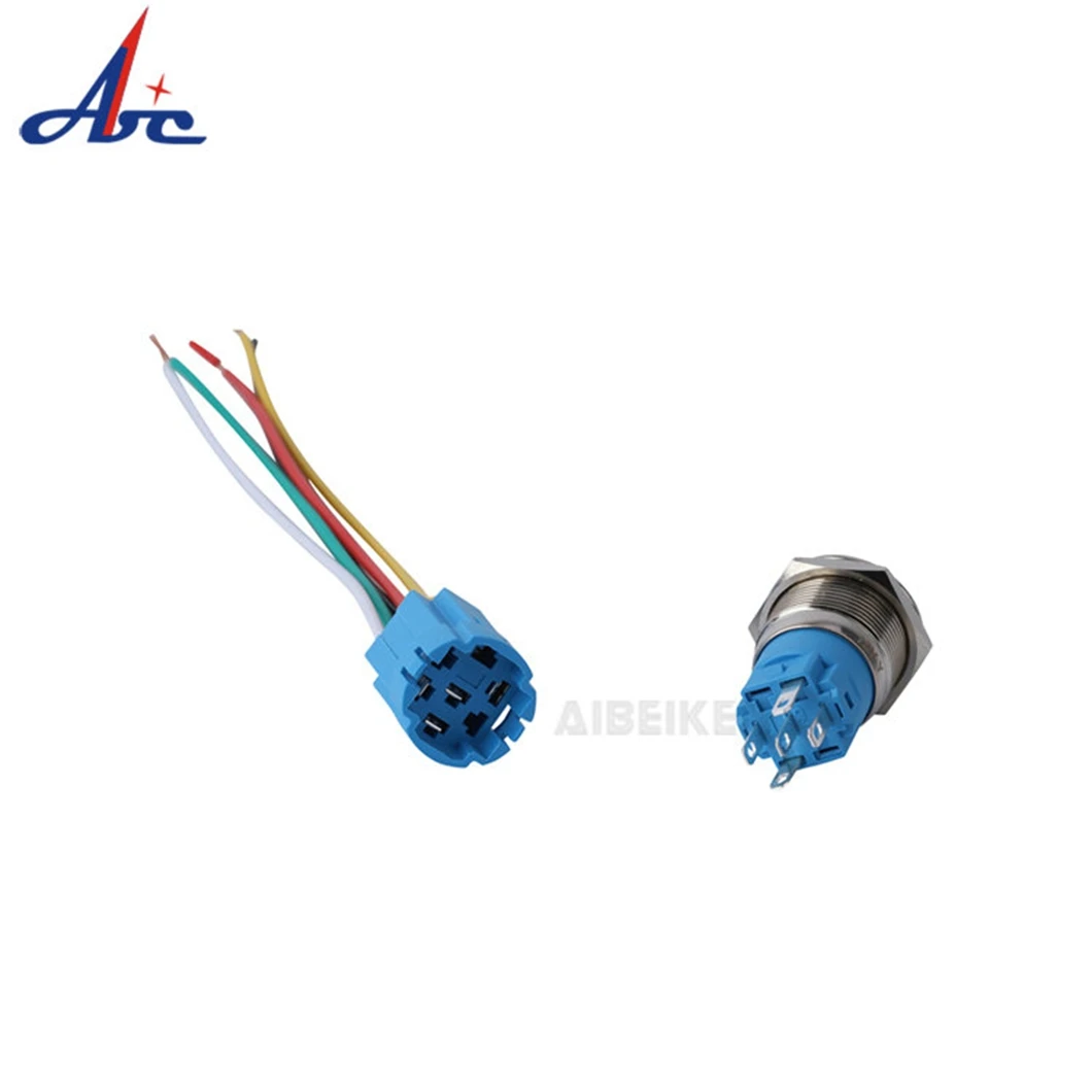 ABILKEEN 16/19/22MM 5Pin 1NO1NC Push Button Harness 150MM Cable 5 Wire Button Connector