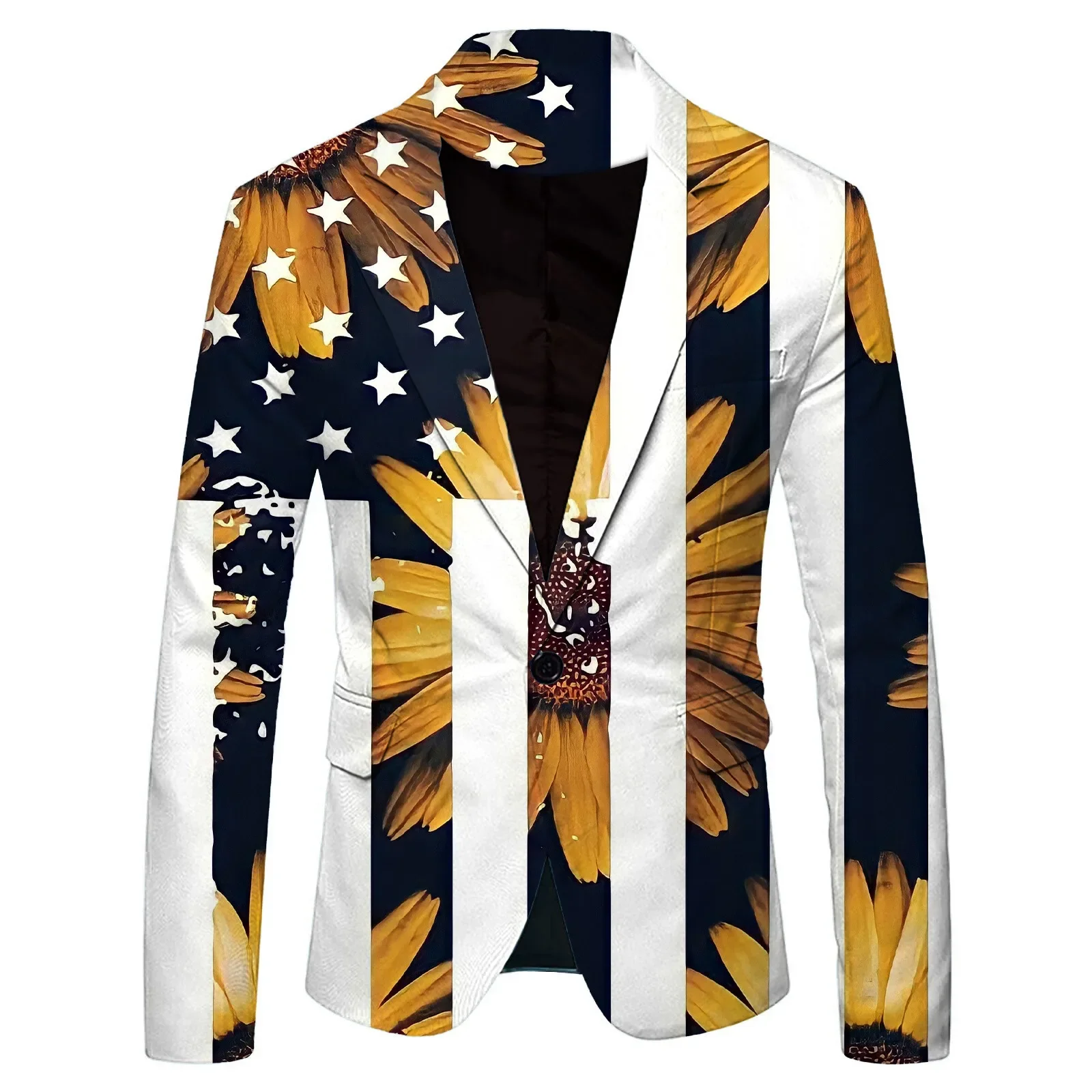 Chaqueta de traje de manga larga Vintage informal con personalidad con estampado Digital del Día de la Independencia para hombre, manga larga a la moda para hombre 2759749