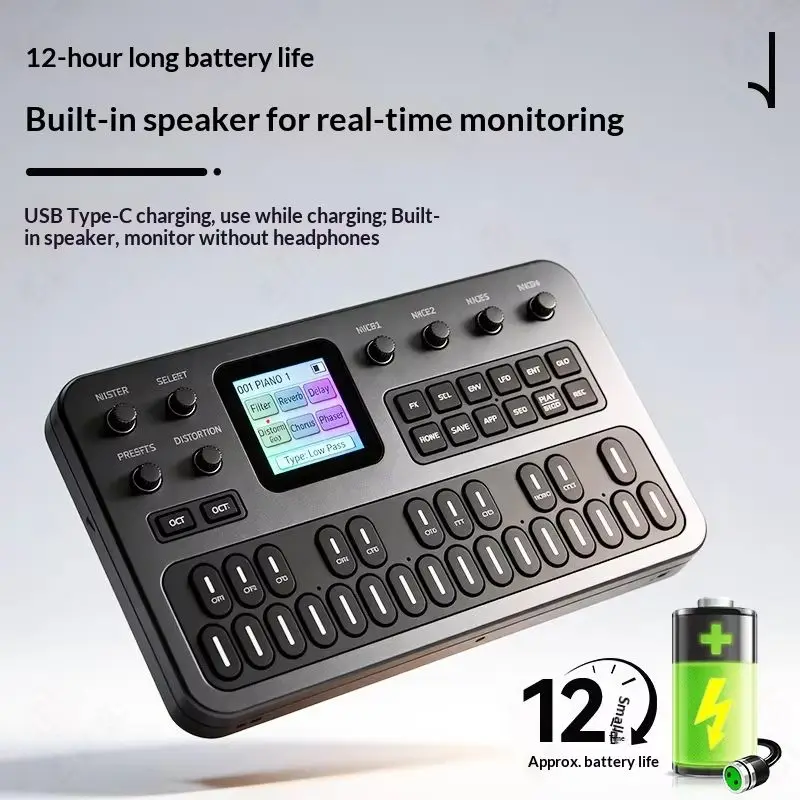 En stock, synthétiseur FM portable M-VAVE FM1, pédale d'effets, batterie 12h, 6 opérateurs, 32 algorithmes, 128 préréglages, haut-parleur intégré