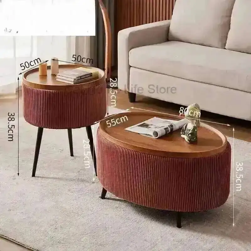 Table Bag Nordic Side Coffee Luxury Soft Wooden Dressing Home Low Modern Tv Round Living Room Small Dining Center Hall Furniture