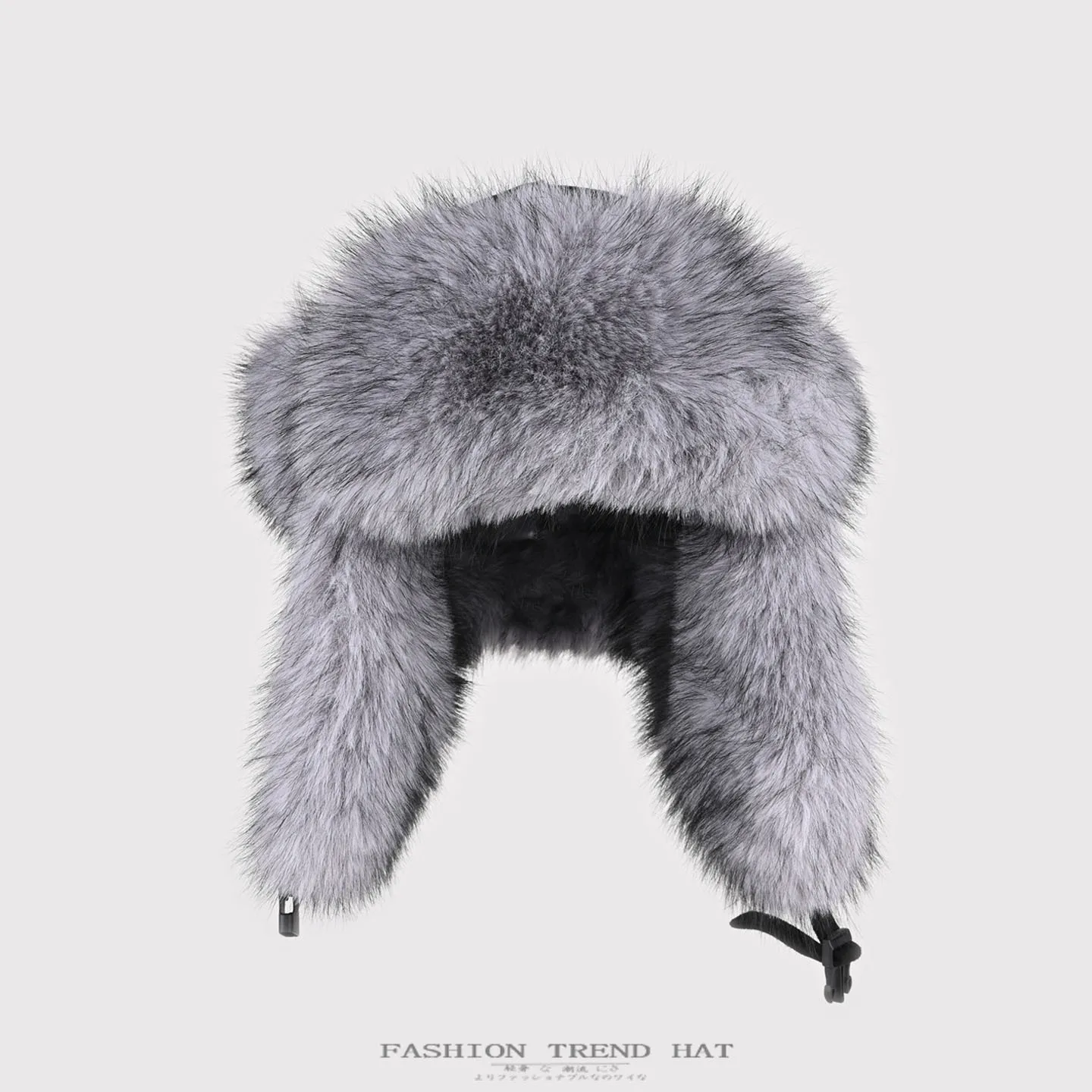 Men Winter Trapper Hat Faux Fox Fur Thick Lined Earflap Hat Windproof Warm Ushanka Trooper Cap