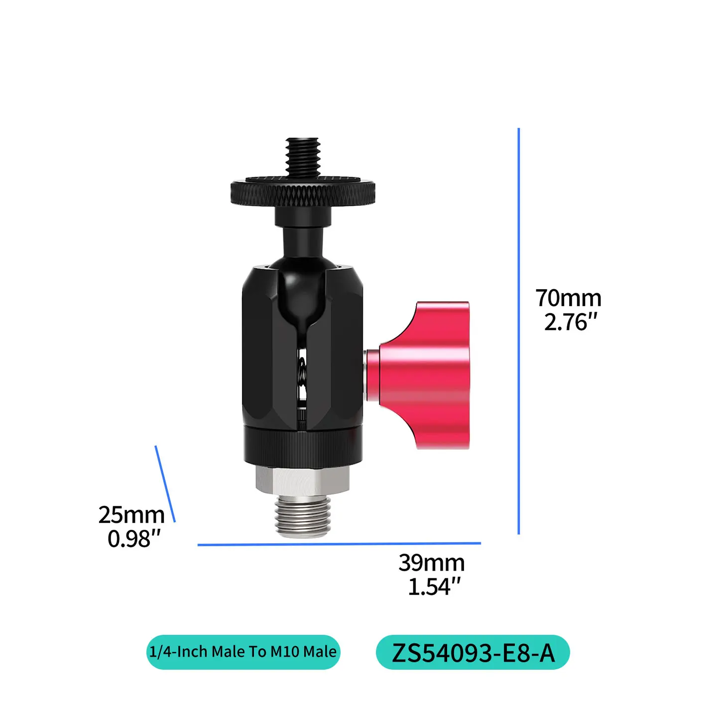 Anfang 360 ° Drehbarer 17-mm-Kugelkopfhalter mit 2 kg Traglast, Aluminiumadapter für GoPro, Insta360, DJI OSMO, Motorrad-Stativhalterung – Detail 14