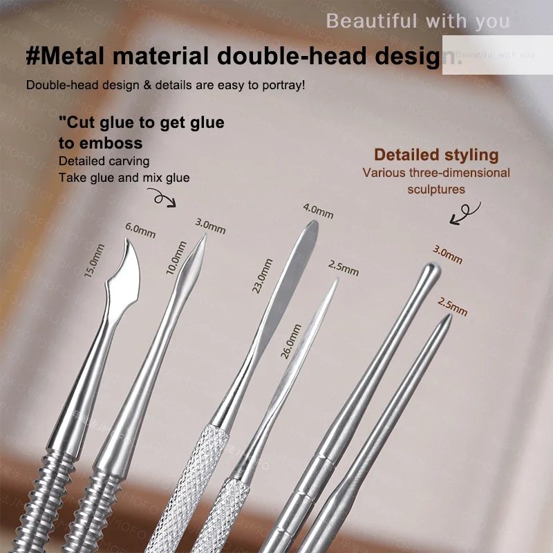 New3Pcs Dual-end-Skulptur Spachtel Stift Für Nail art UV Gel Polnischen Spitze Carving Blume Malerei Stift Nagel Design werkzeug Maniküre Werkzeug