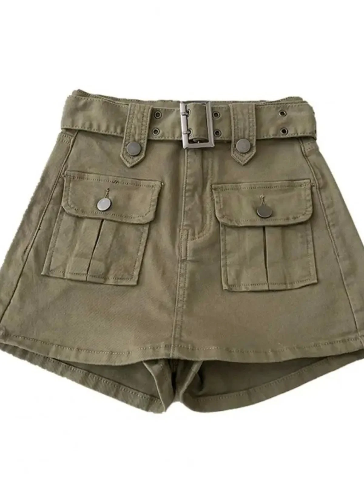 

Рабочая юбка Dr ort с высокой талией и поясом, джинсовая юбка Street Sle для женщин, дизайн с высокой талией, чистый цвет, летняя мода